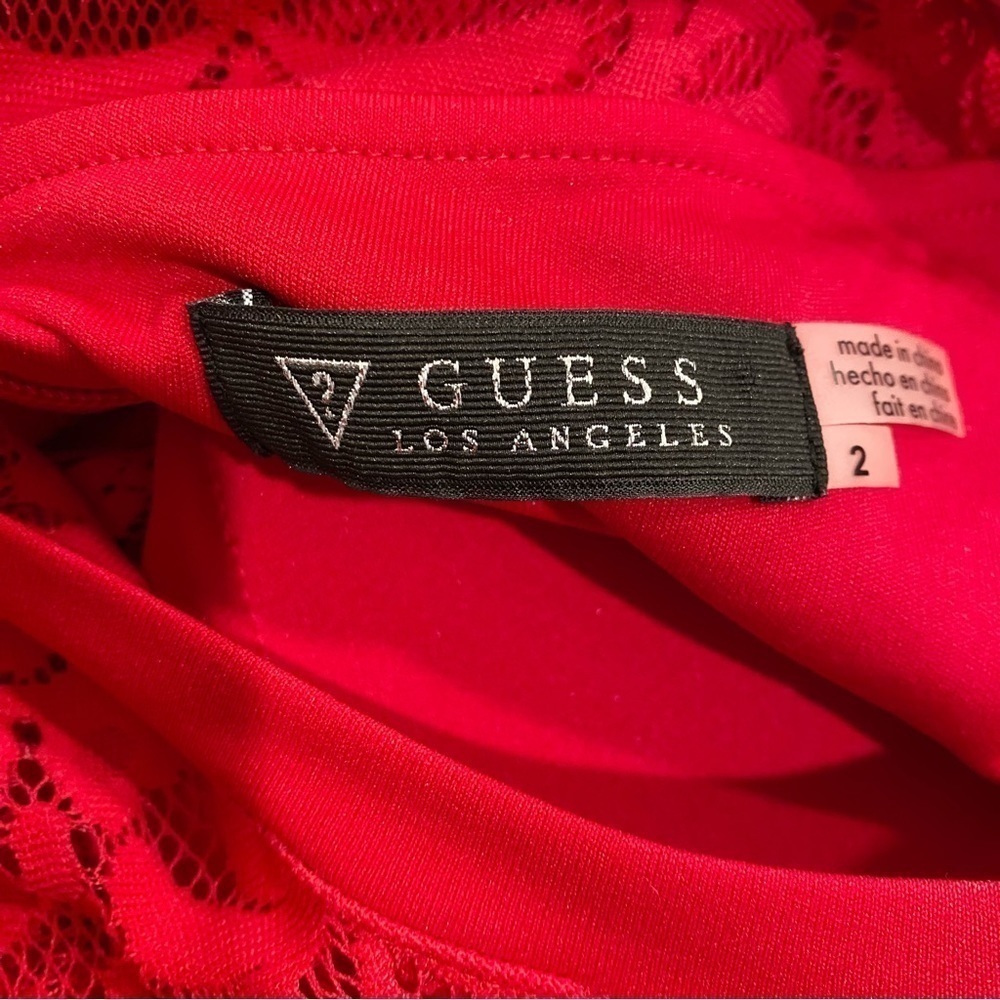 GUESS | Lace Sleeveless Knee Length Dress Red Size 2 - Picture 5 of 6